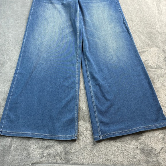 Halara Petite Size Medium Wide Leg Denim Look Stretch Pants Comfy Pull on - Picture 6 of 14